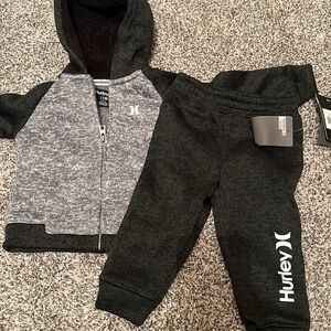 Hurley Baby Boy Sweater Knit Hoodie & Jogger 2 Piece Set NWT